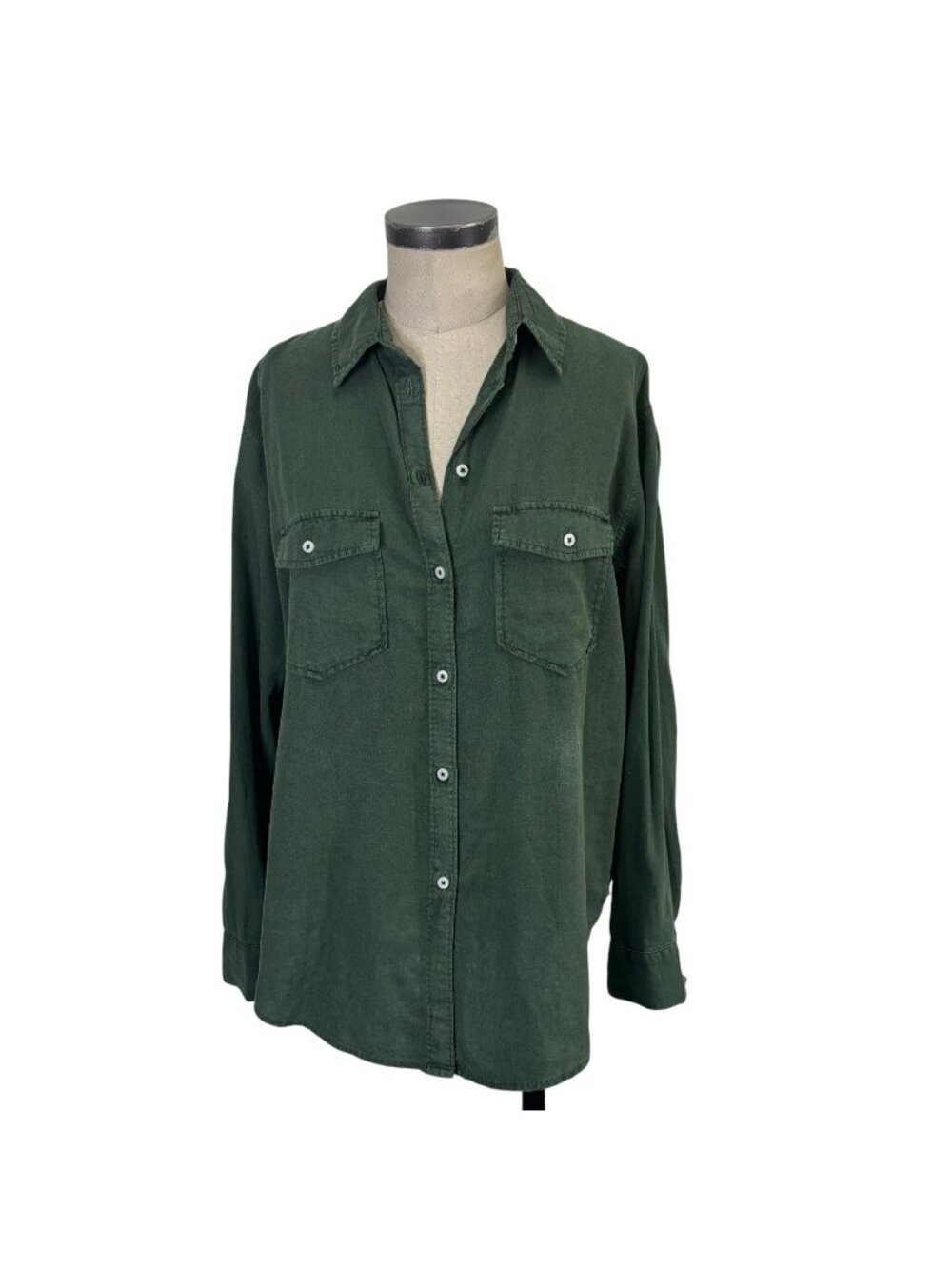 Aerie Linen Blend Button Front Shirt Small